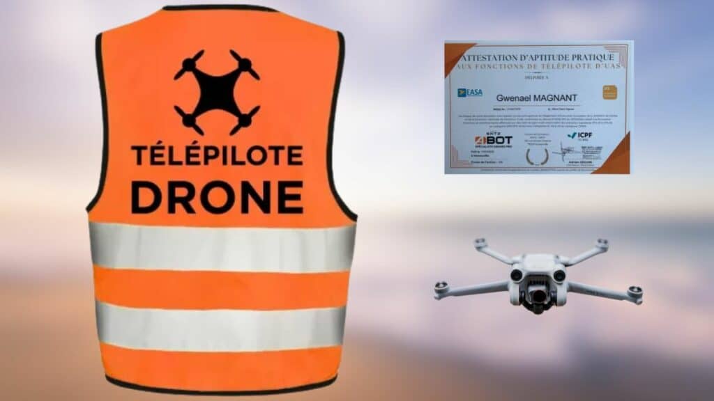 Certificat CATS et chasuble de pilote de drone – Illustration des démarches pour devenir pilote professionnel